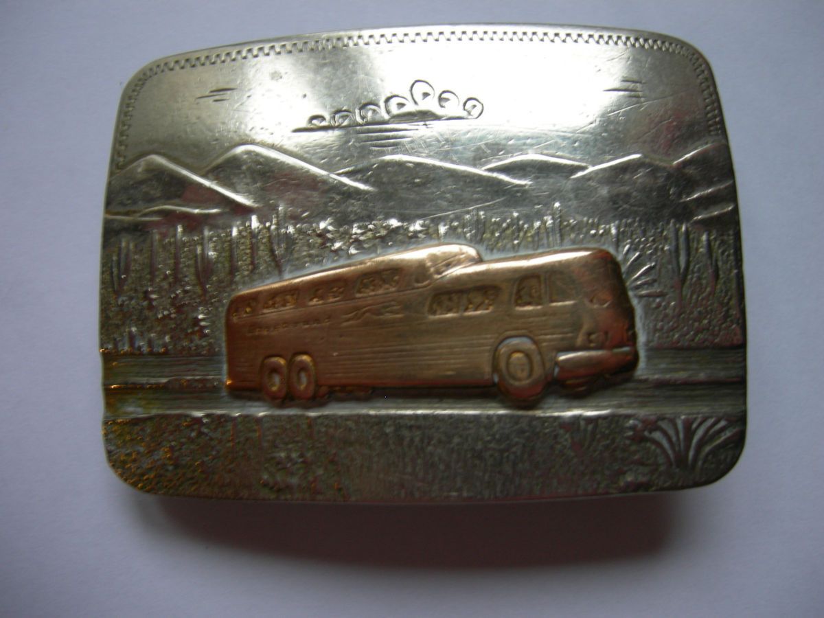 Greyhound Bus Drivers Belt Buckle 40s 50 s German Silver