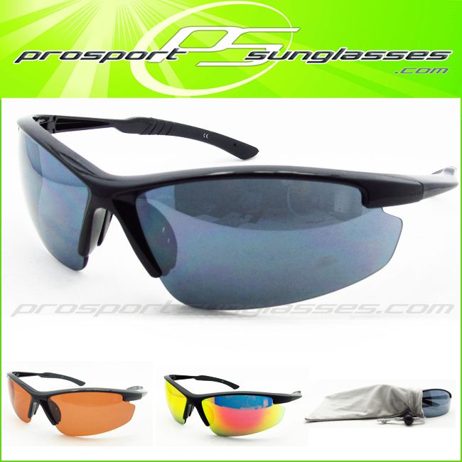  Golf Running HD Blue Orange Polycarbonate Wrap Sport Sunglasses
