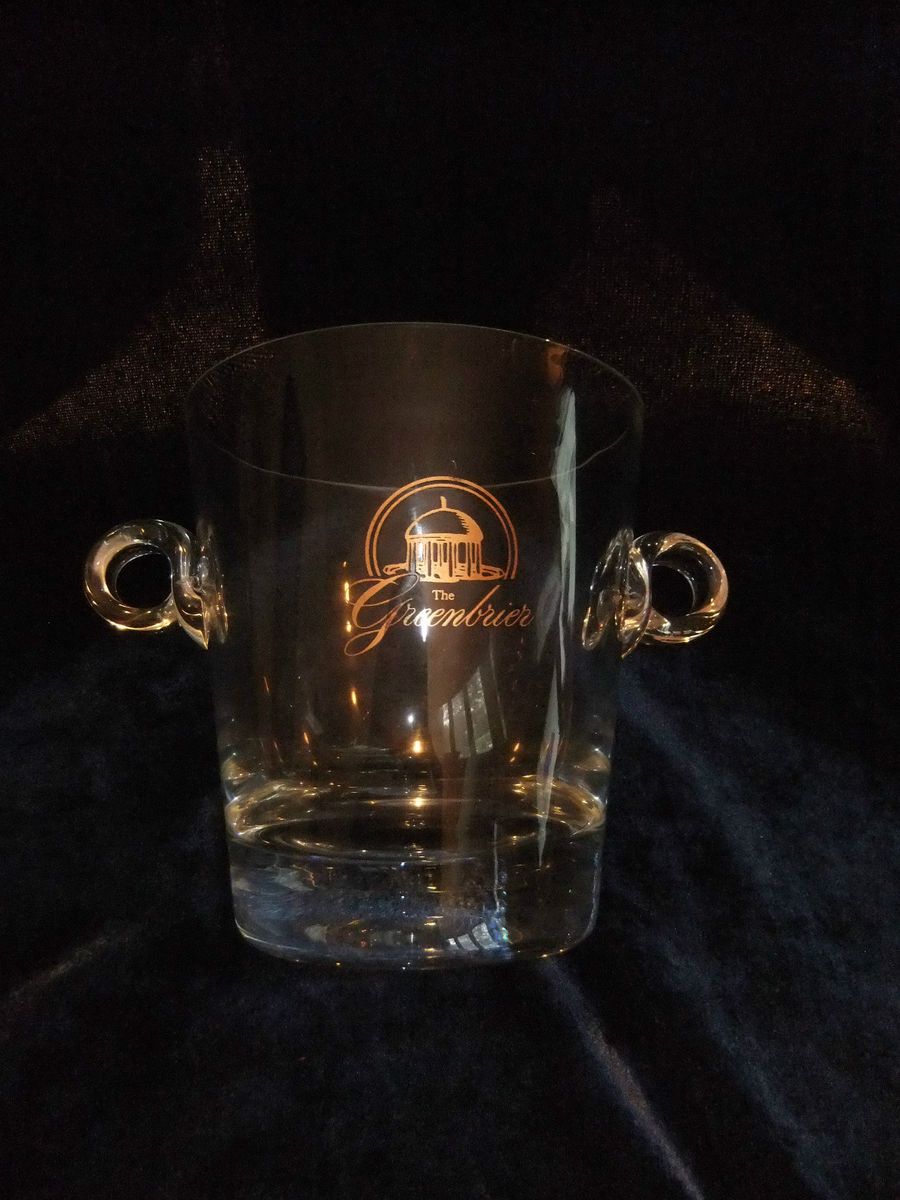 GREENBRIER CRYSTAL ICE BUCKET 6 INCHES TALL GREENBRIER ETCHING NEVER