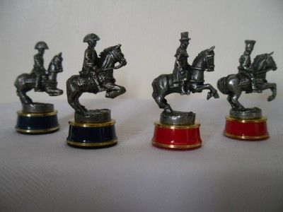 Vintage  Battle of Waterloo  Pewter Chess Set Orig Board by Franklin