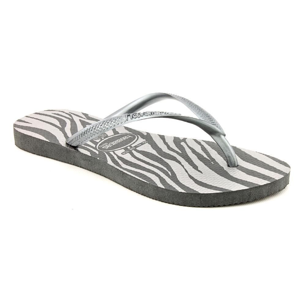 Havaianas Slim Animals Youth Kids Girls Size 2 Gray Flip Flops Sandals