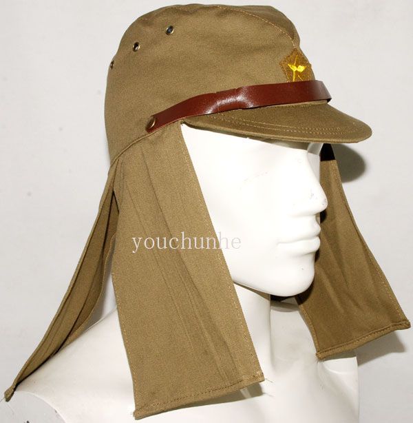  JAPANESE ARMY IJA EM NCO FIELD CAP HAT WITH HAVELOCK NECK FLAP L 32146