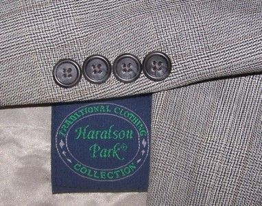 44R Haralson Park Black Gray Plaid 2 Button Sport Coat Jacket Suit