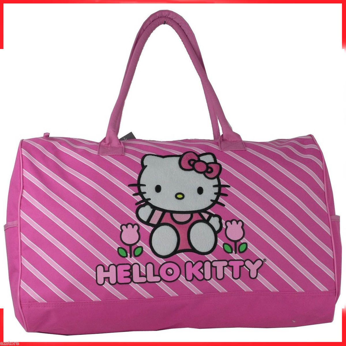Sanrio Hello Kitty Pink Flower Travel Large DUFFLE Bag Tote HandBag