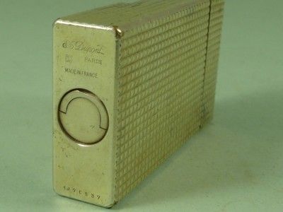 Vintage s T Dupont Paris Gold Lighter Flint Gas Cigarette Silver Gilt