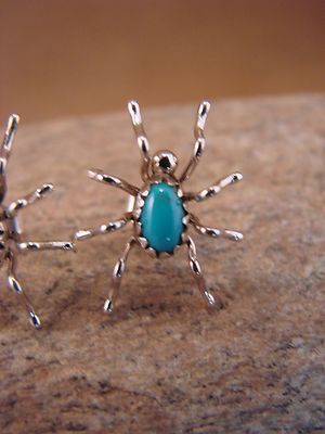  Sterling Silver Turquoise Spider Post Earrings by Spencer