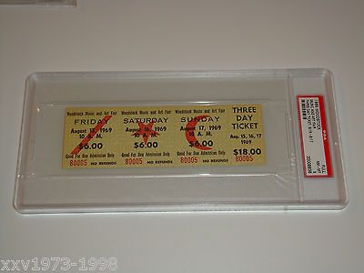 WOODSTOCK TICKET PSA 3 DAY 1969 ADVANCE SALE Jimi Hendrix, Dead, Janis