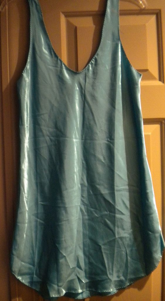  Innermost Aqua Satin Chemise Sz Medium 12 14