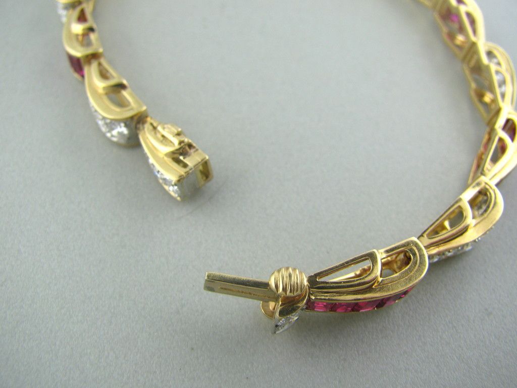 Oscar Heyman Gold 9 15ct Ruby 2 16ct Diamond Bracelet