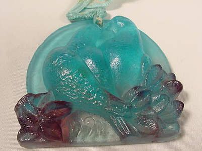 1991 Daum Crystal Turtledoves Christmas Ornament w Box