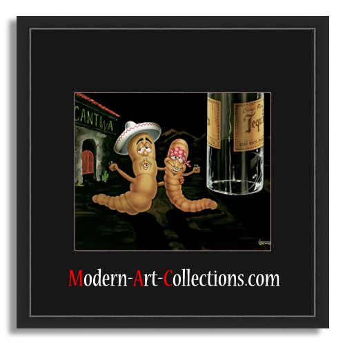 16x16 Michael Godard Last Call Hectors Mat Blk Framed