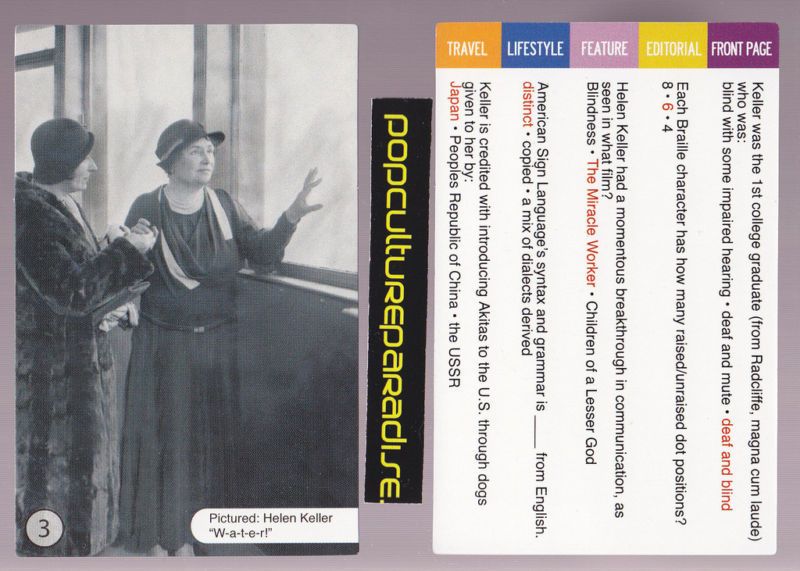 Helen Keller Deaf and Blind Photo Game Quiz Card