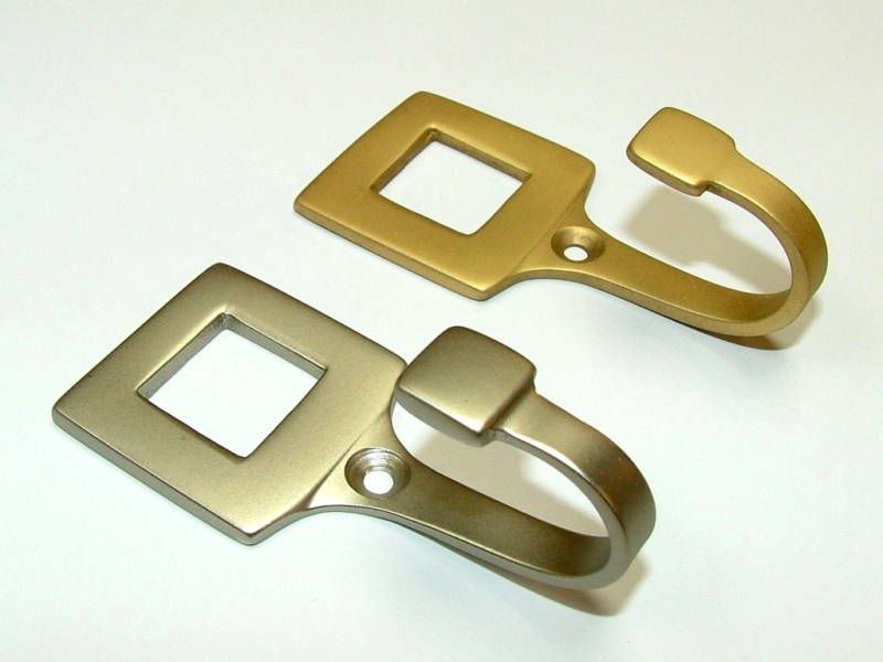 Square Curtain Tieback Wall Hooks Brass or Nickel