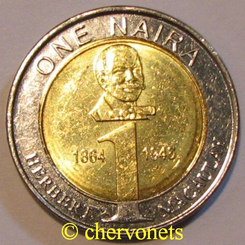 Nigeria 1 naira 2006 Politician Herbert Macaulay, bimetallic, BU