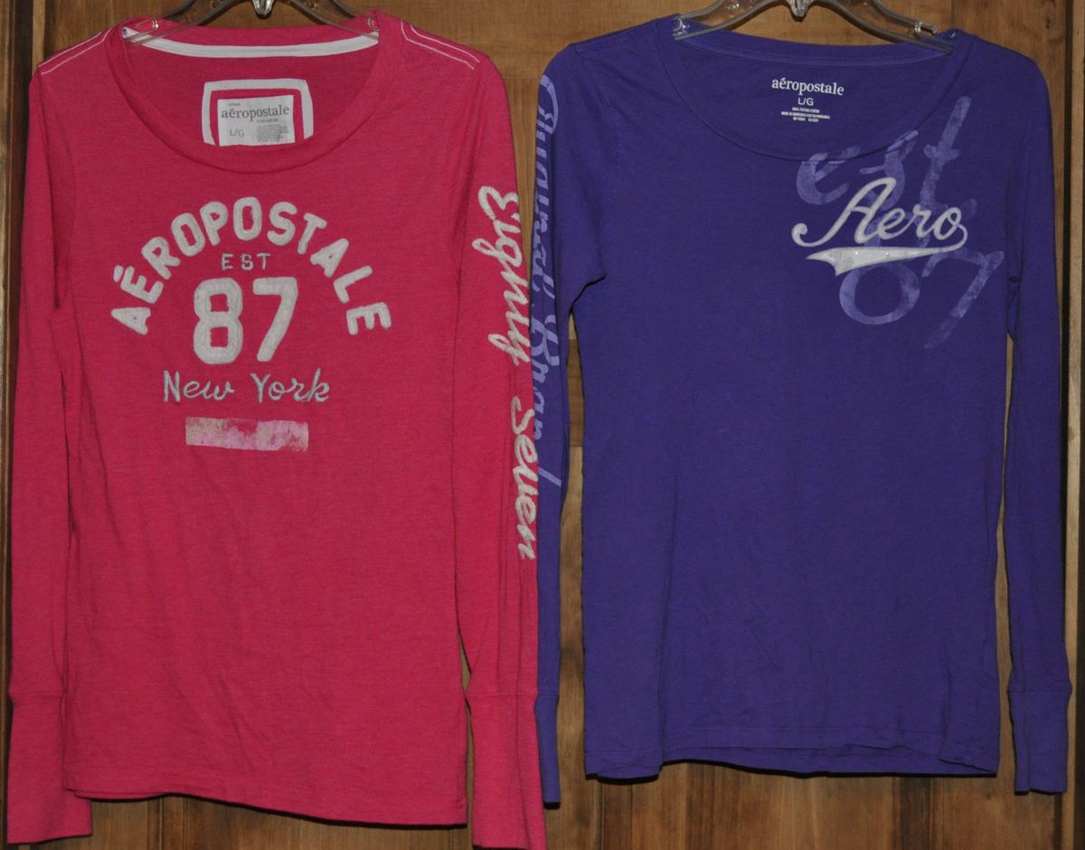 Lot of 2 Aeropostale L s Shirts Size Large