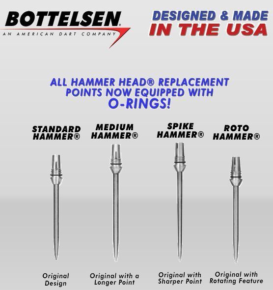 Bottelsen Hammer Head Medium Moveable Dart Points Tips Darts Flights