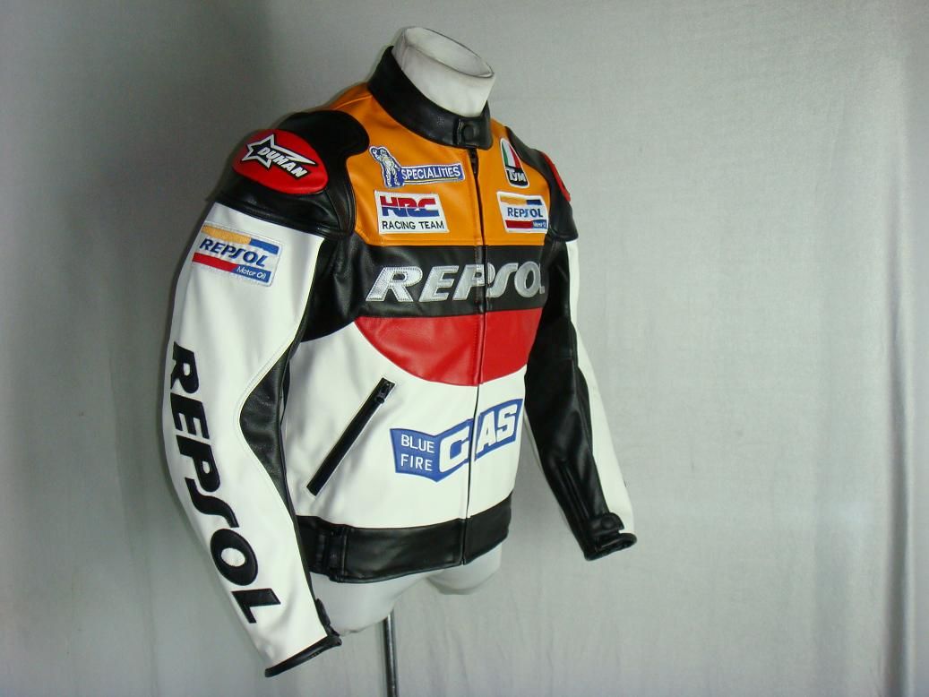 Repsol Honda Motorcycle Jacket PU Leather s XXL Orange