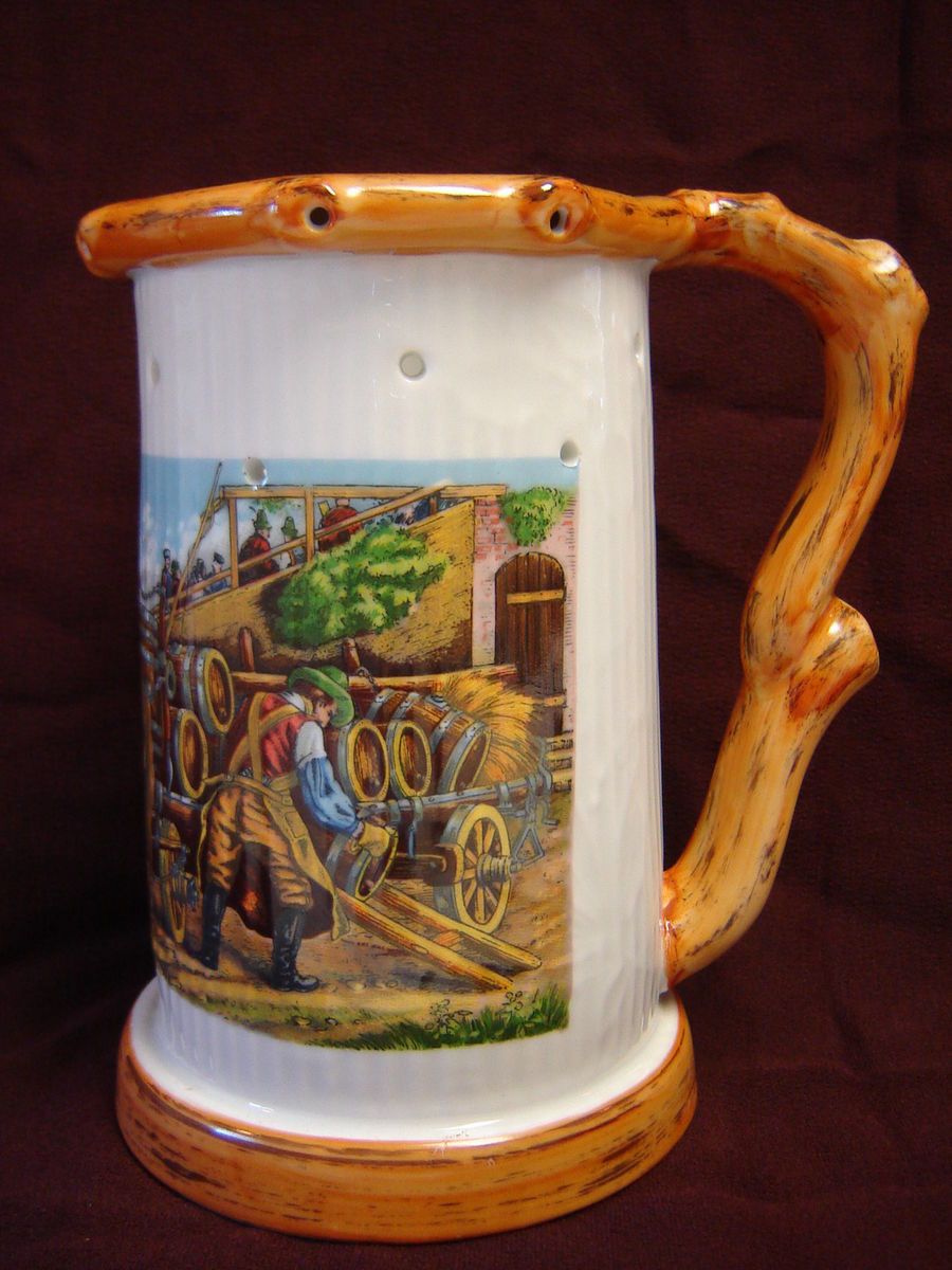   German PUZZLE MUG Trick Beer Stein Lithopane Sexy Woman Horse Cart