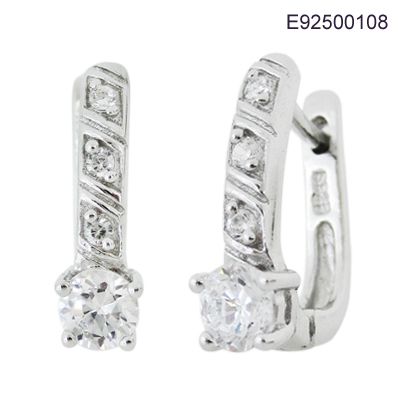 Variety of 925 Sterling Silver Half Hoop CZ Earrings