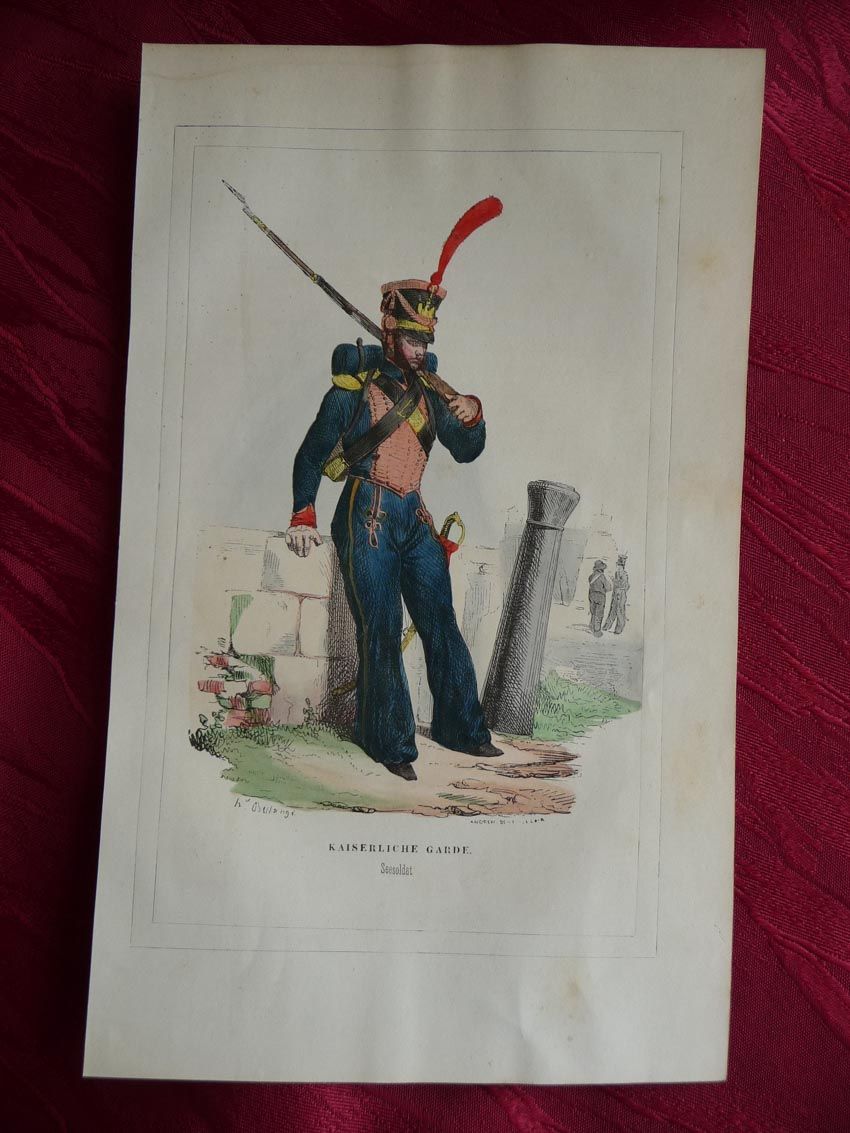  Kaiserliche Garde Altkolorierte Graphik Hippolyte Belangé 1843