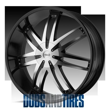  22 inch Black Machine Wheels Helo HE868 868 He 868 4 New Rims