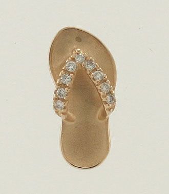 NA Hoku Hawaiian Slipper Collection 14k Gold Diamond Flip Flop Charm