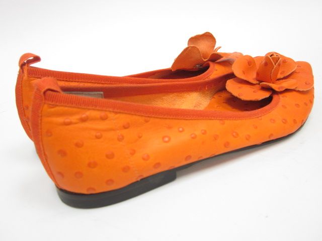 Hollywould Cabana Orange Ostrich Skin Flats Sz 39 9