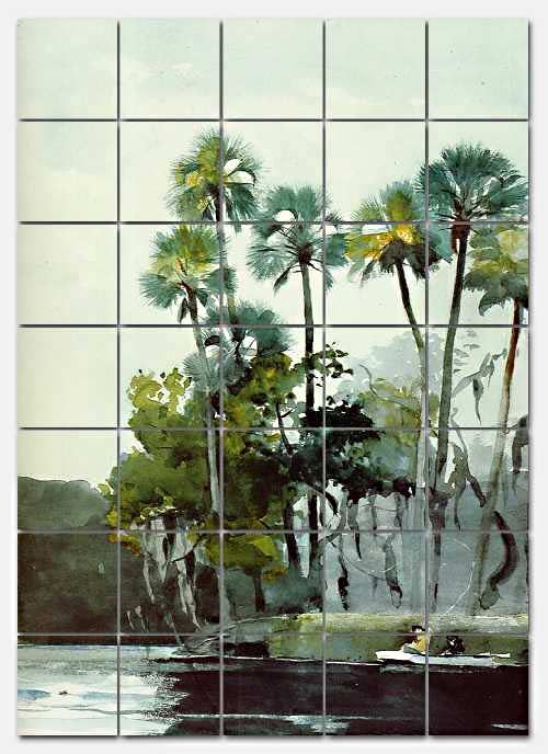 Homer Homosassa River Ceramic Mural Backsplash Kitchen 30x42 In