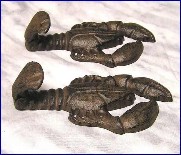 Lobster Hooks Nautical Wall Decor Fish Hook Rack New Bathroom Beach