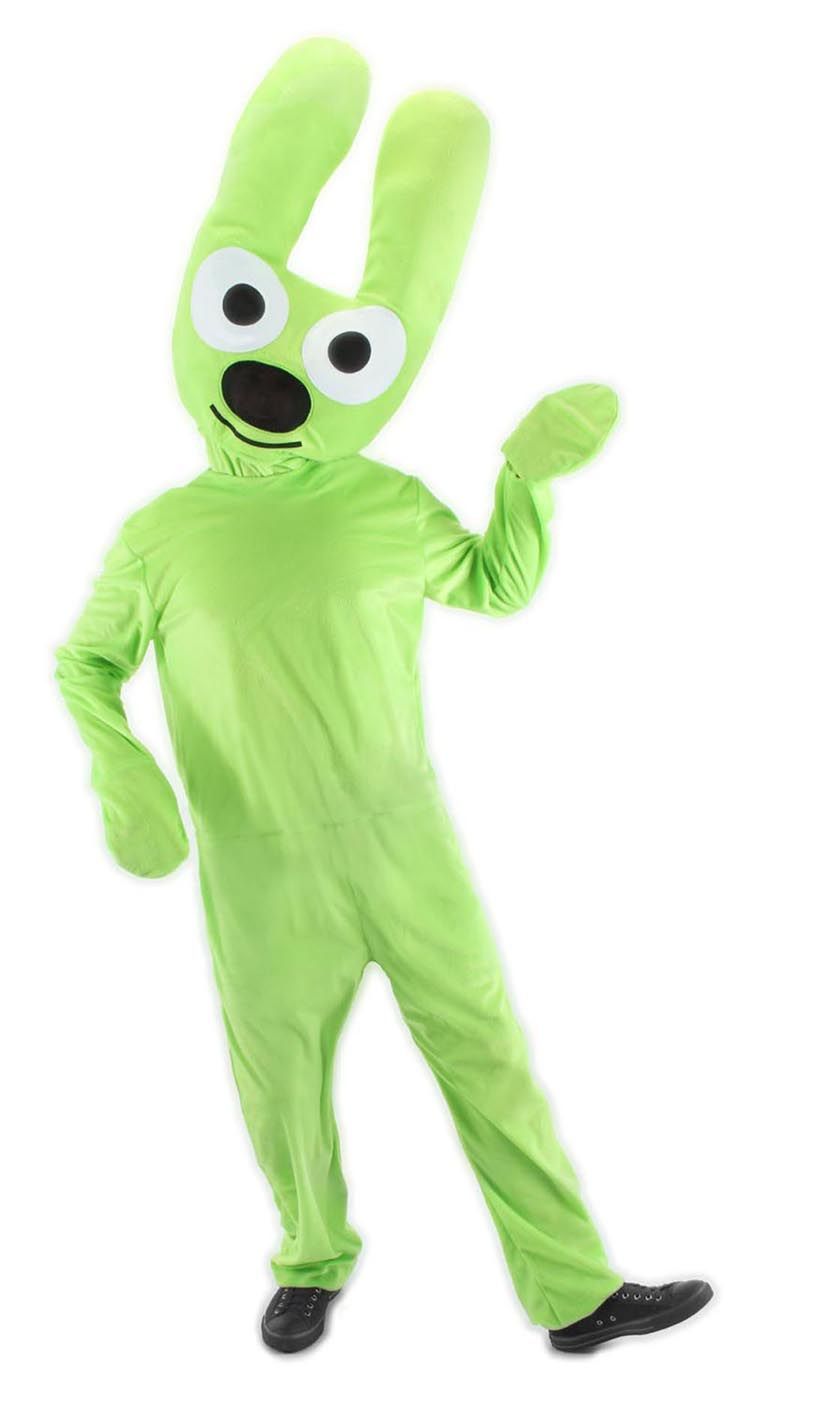 green hoops character head with neck gaiter jumpsuit with mittens and