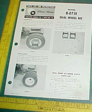 Wheel Horse Dual Wheel Kit 8 0731 Instruction Parts List