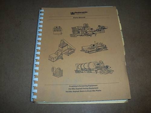 Cedarapids Hot Mix Asphalt Paver Parts Manual CR451