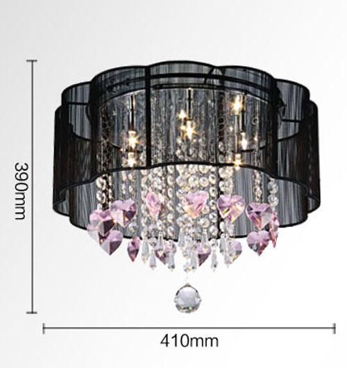 Pink Drum Shade Crystal Ceiling Chandelier Pendant Light Fixture