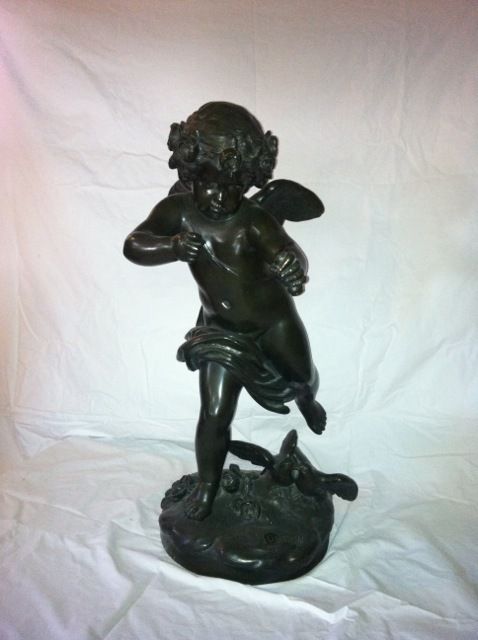  Bronze Sculpture Late 19th Century Houdon Cupid Reproduction