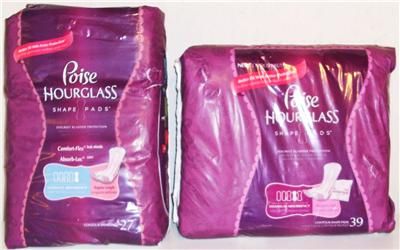 Lot 2 Pkg Poise Hourglass Bladder Control Incontinence 66 Pads Maximum