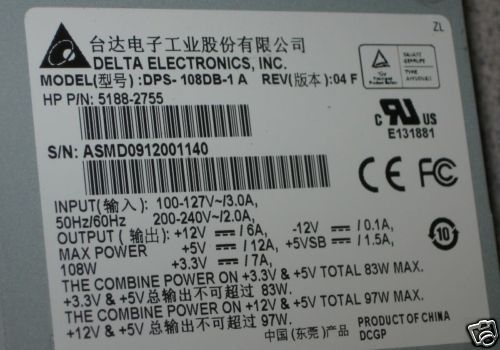 Brand New HP 108Watt P N 5188 2755 90 Day Warranty