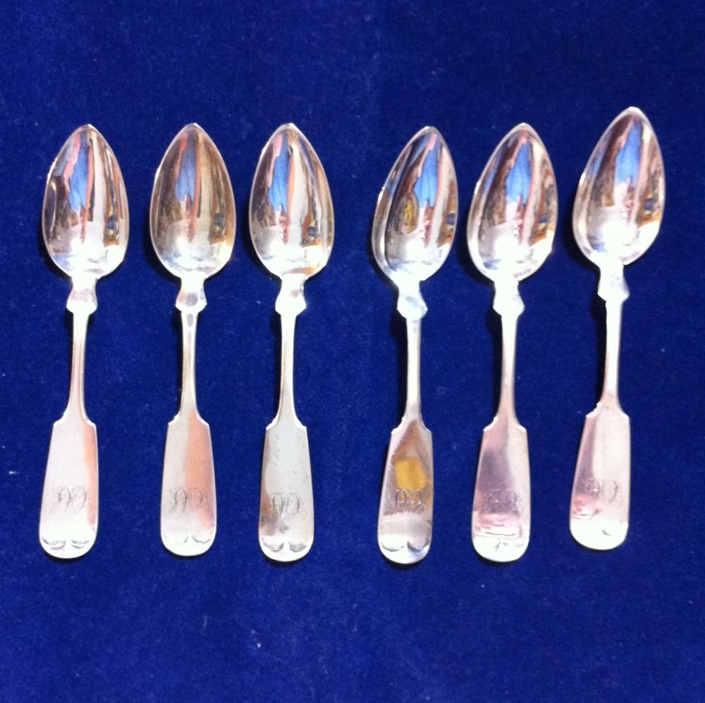 Wood Hughes Coin Silver Teaspoons 1850 New York City