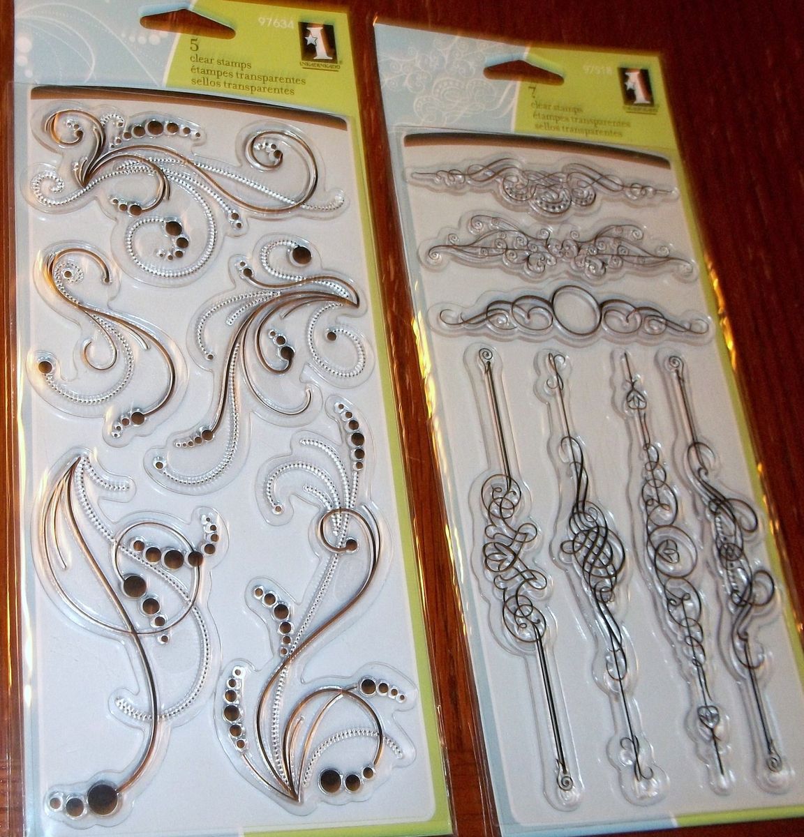 CLEAR ACRYLIC INKADINKADO STAMPS ORNATE BORDERS & DOT FLOURISHES wks