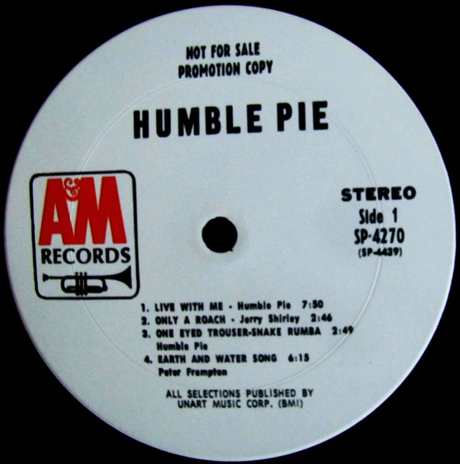 RARE 1970 White Label Promo Humble Pie Hard Blues Frampton Marriot