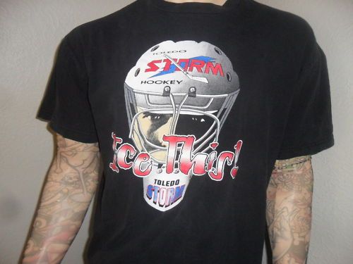 Vtg Toledo Storm Shirt Goalie Mask Ice This Hockey XL