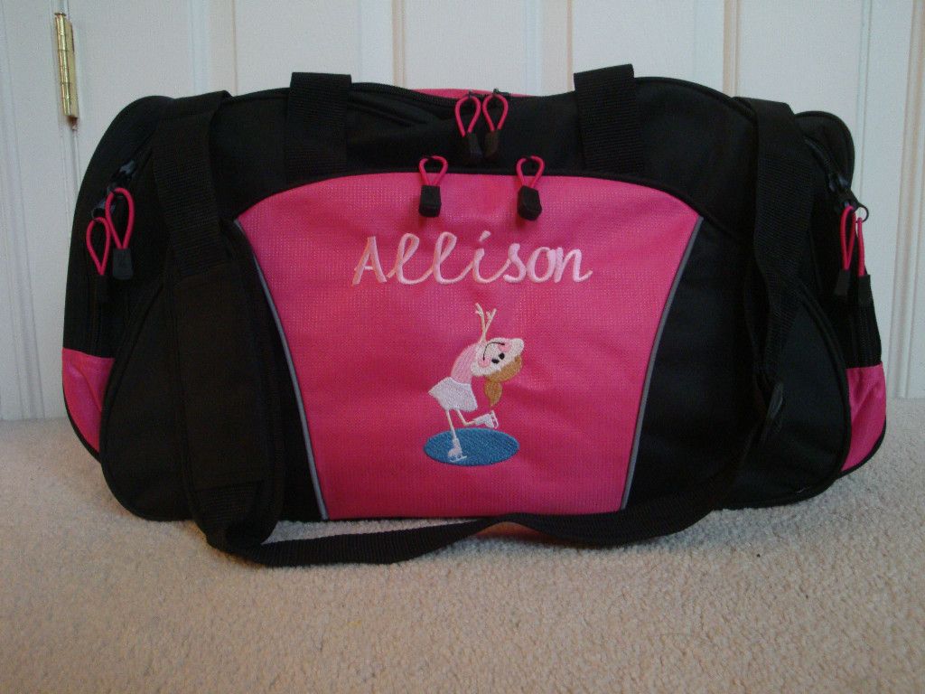 Personalized Duffel Bag Stick Figure Girl Ice Skate Skating Dance