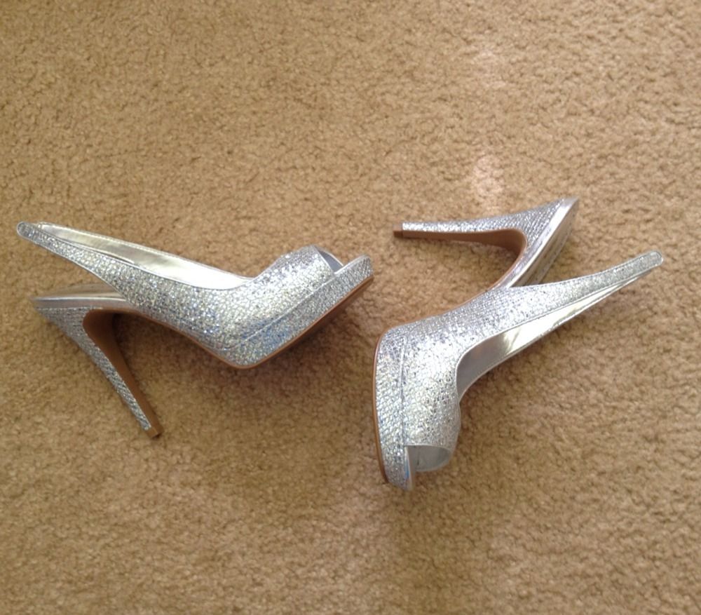 Lulu Townsend Silver Platform Pumps Ilene Size 8 1/2 M**WORN ONCE