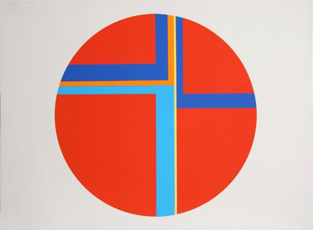 Ilya Bolotowsky Red Tondo Geometric Silkscreen C1970