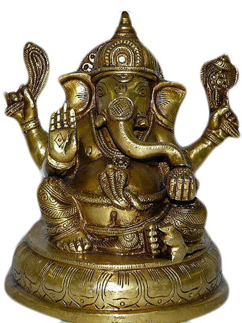   Brass Alter Statue Good Luck Ganesh Hindu Gods Sculpture India Idols
