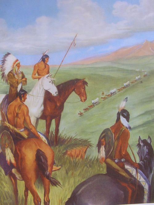 Indians Watching Wagon Train 11 x 15 Print