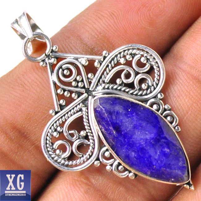 INDIAN SAPPHIRE 925 SILVER PENDANT POP STYLE