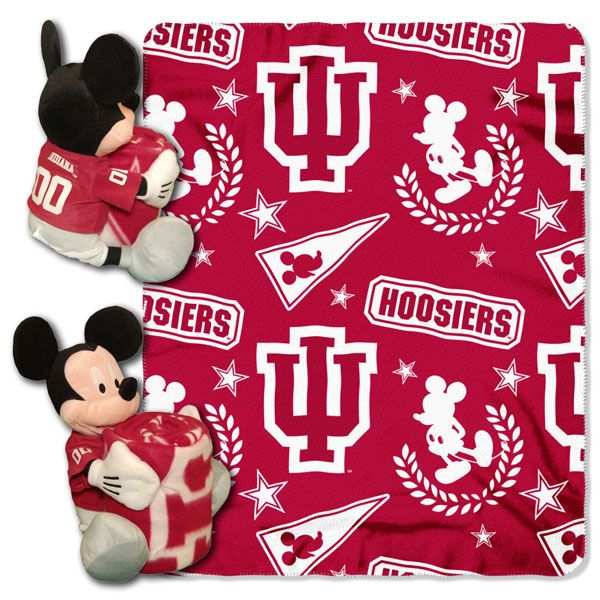 Disney Indiana Hoosiers Mickey Mouse Plush & Blanket Set 40x50 Fleece