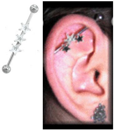 Clear Star Industrial Barbell Piercing 14g 1 25 STGCL