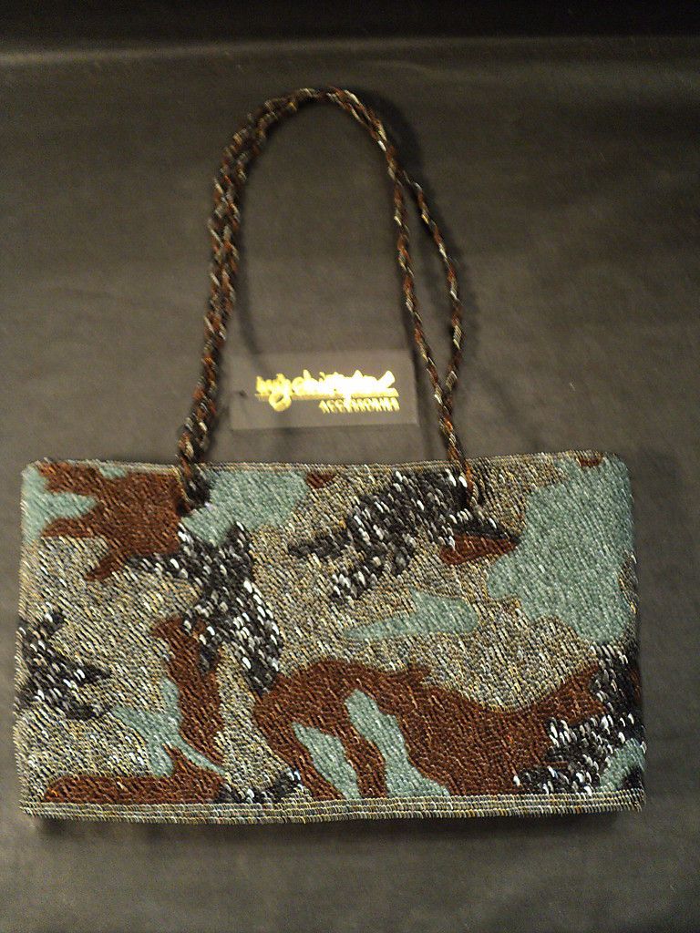 Inge Christopher Iridescent Beaded Tote Handbag