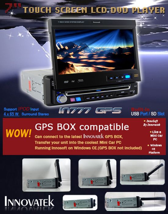 Innovatek IN777 GPS WiFi Stereo Car DVD Bluetooth  MP4 MP5 DIVX CD